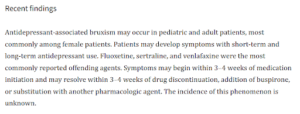 information on SSRIs and bruxism